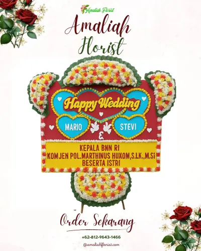 Karangan Papan Bunga Pernikahan di Sedandan